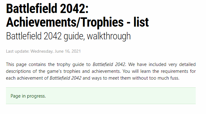 Achievements / Trophies