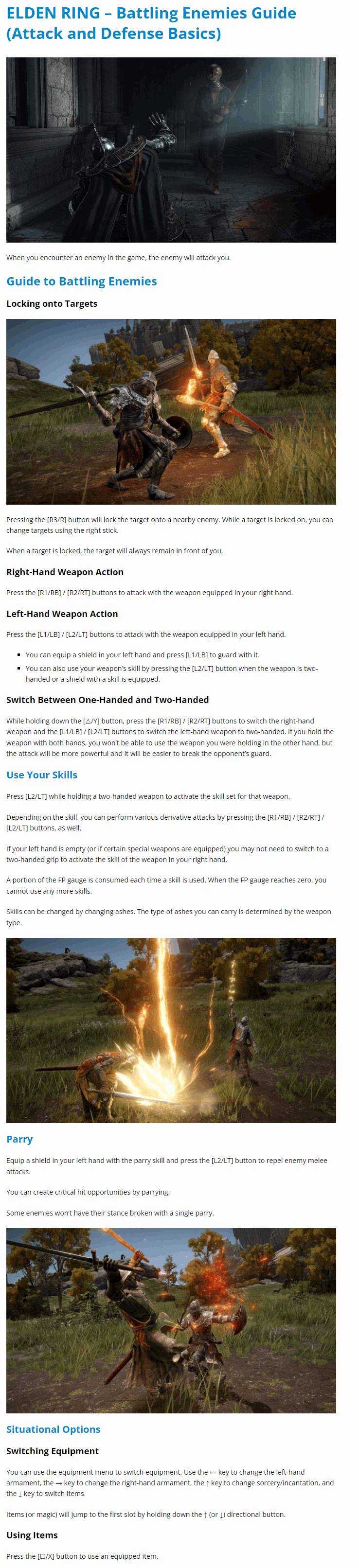 Battling Enemies Guide (Attack and Defense Basics)