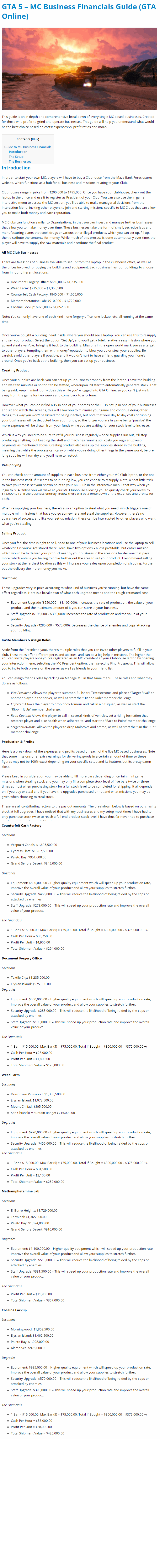 MC Business Financials Guide (GTA Online)