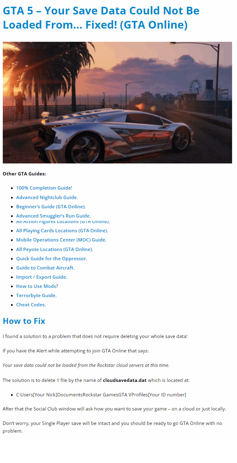 Your Save Data Could Not Be Loaded From… Fixed! (GTA Online)