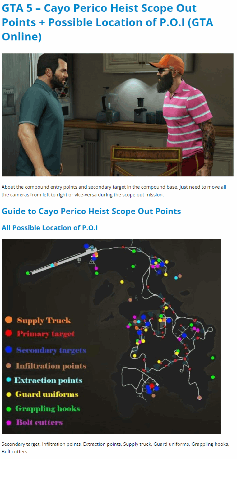 Cayo Perico Heist Scope Out Points + Possible Location of P.O.I (GTA Online)