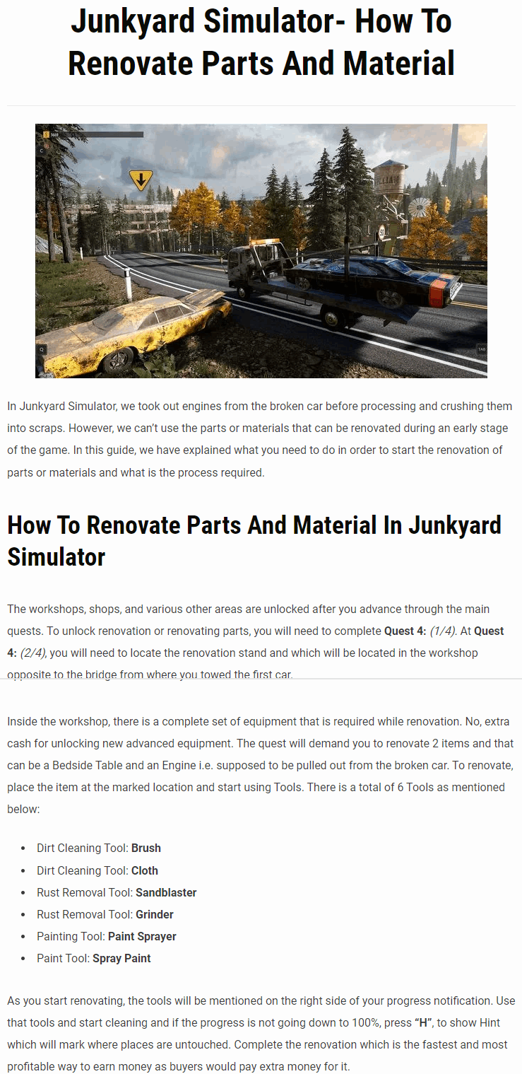 How To Renovate Parts And Material
