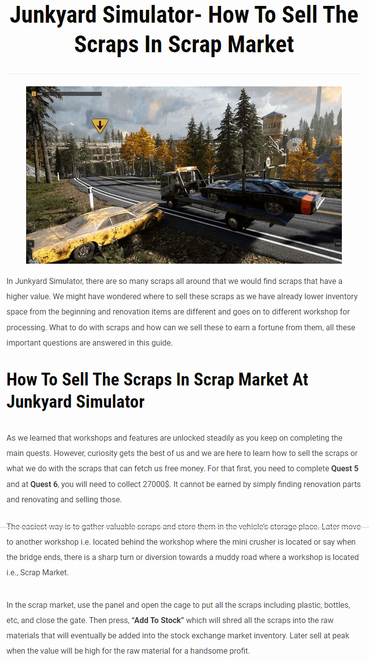 How To Sell The Scraps In Scrap Market