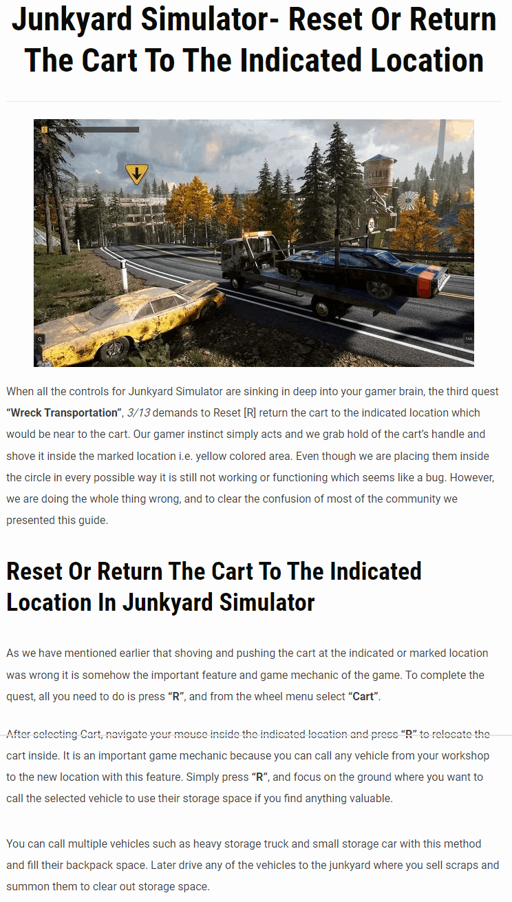 Reset Or Return The Cart To The Indicated Location