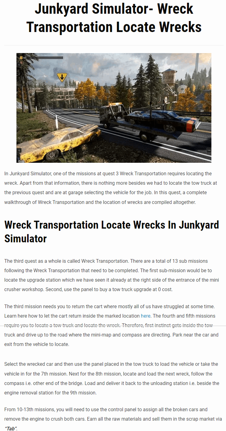 Wreck Transportation Locate Wrecks