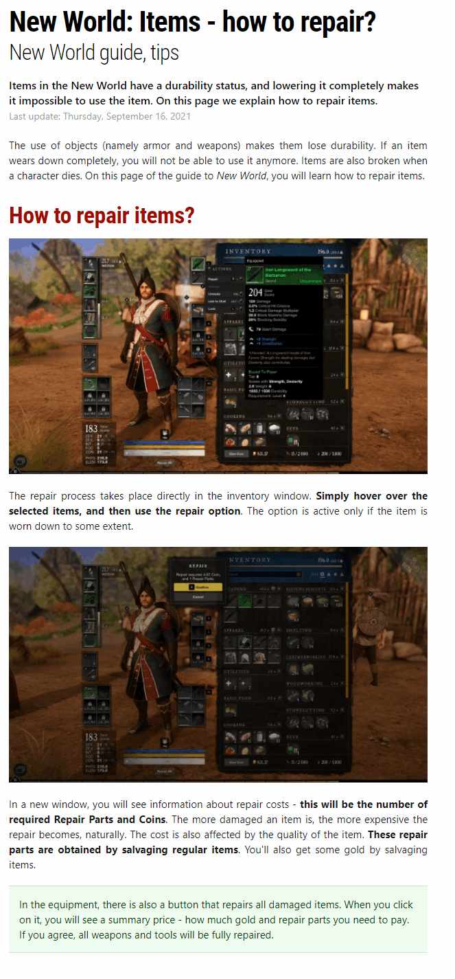 Items - how to repair?