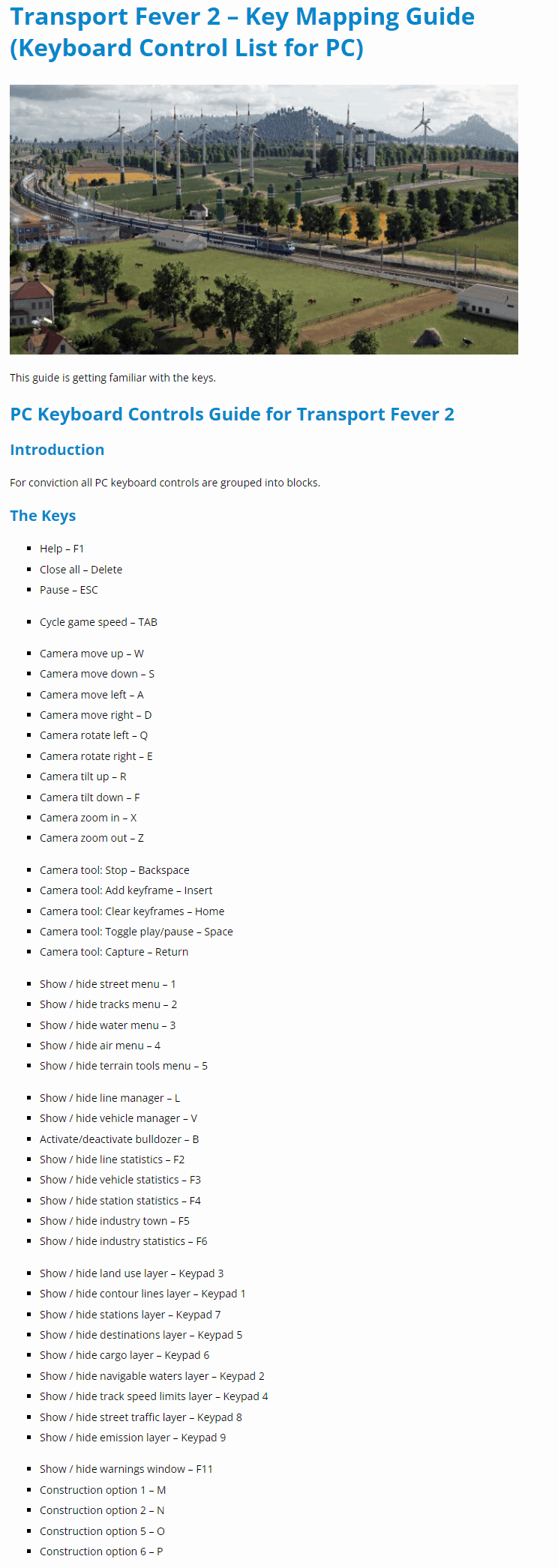 Key Mapping Guide (Keyboard Control List for PC)