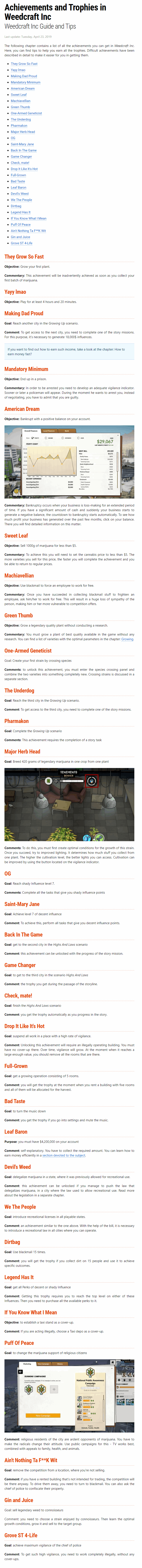 Achievements and Trophies